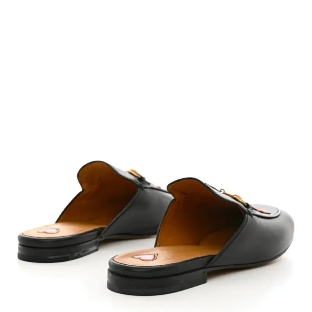 GUCCI Princetown Leather Mules Enbroidered Floral Horsebit Flats Sz. 36 NEW - Picture 8 of 12